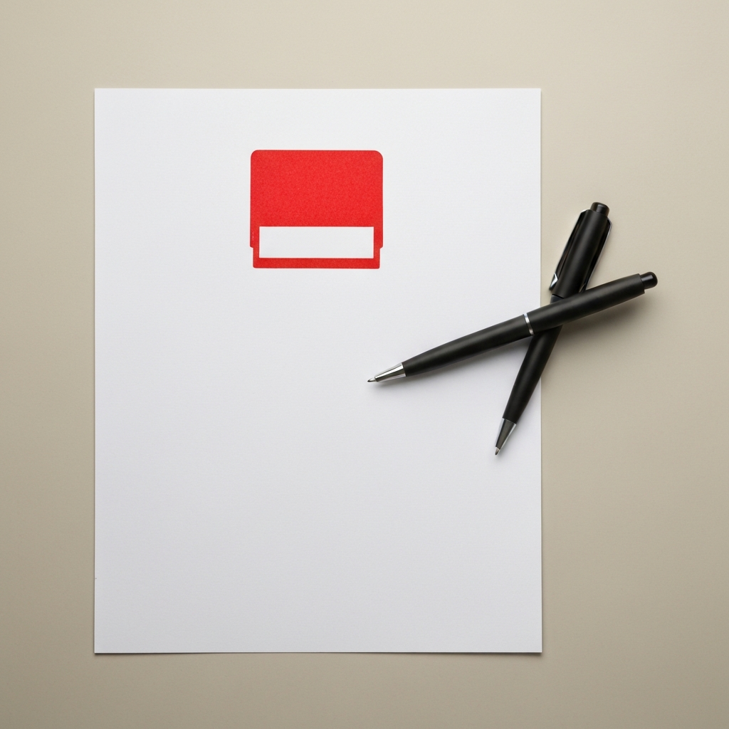A document with a red stamp and a pen.