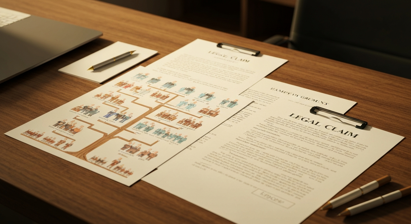 Family tree and claim documents for Oklahoma heir asset recovery.