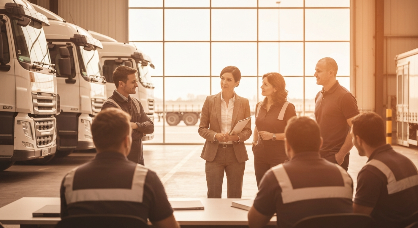 Fleet manager leading a safety briefing
