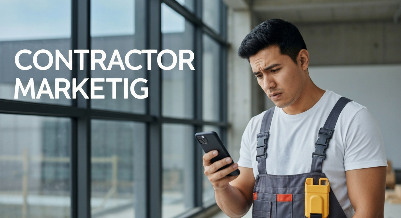 Contractor looking at smartphone