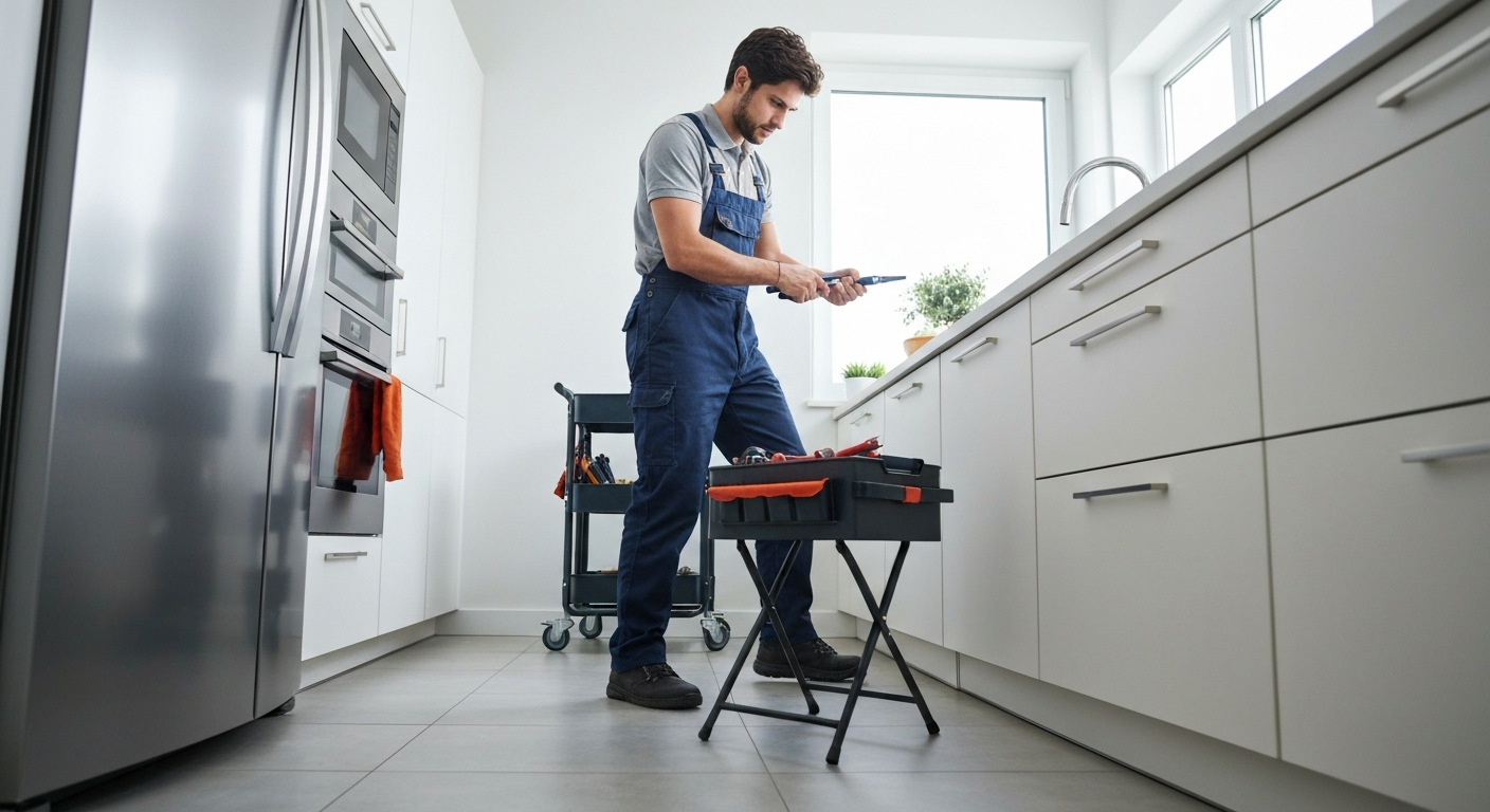 Professional plumber fixing a sink