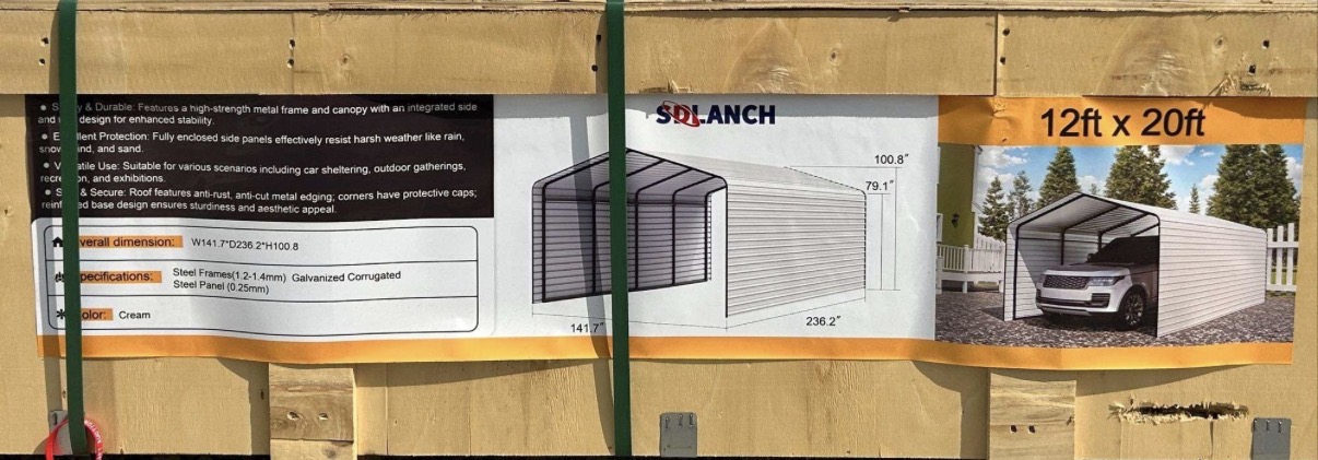 SDLANCH 12ft x 20ft Metal Carport Shelter alternate view