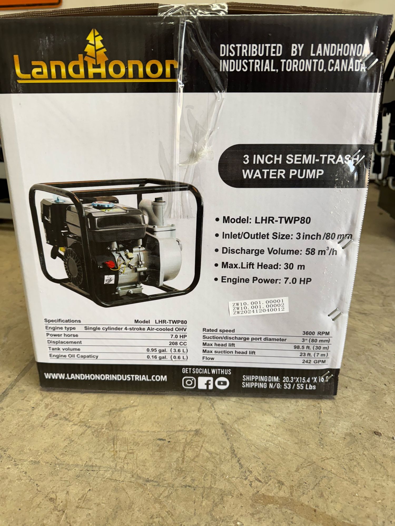 LandHonor 3" Semi-Trash Gasoline Water Pump 7.0HP