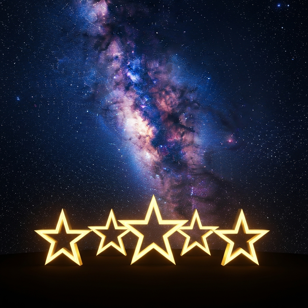 3D 5 Stars with Milky Way Background