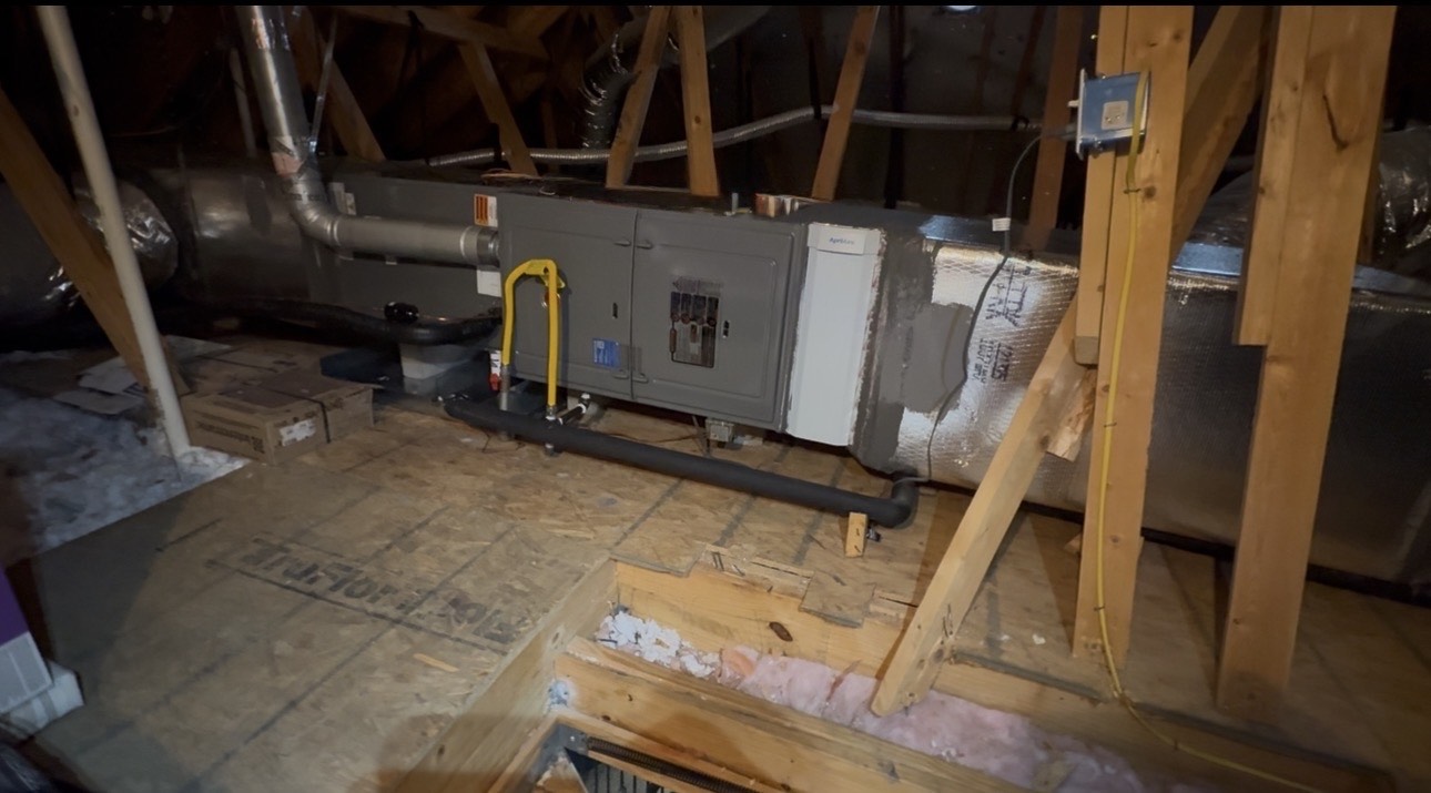 Attic HVAC installation