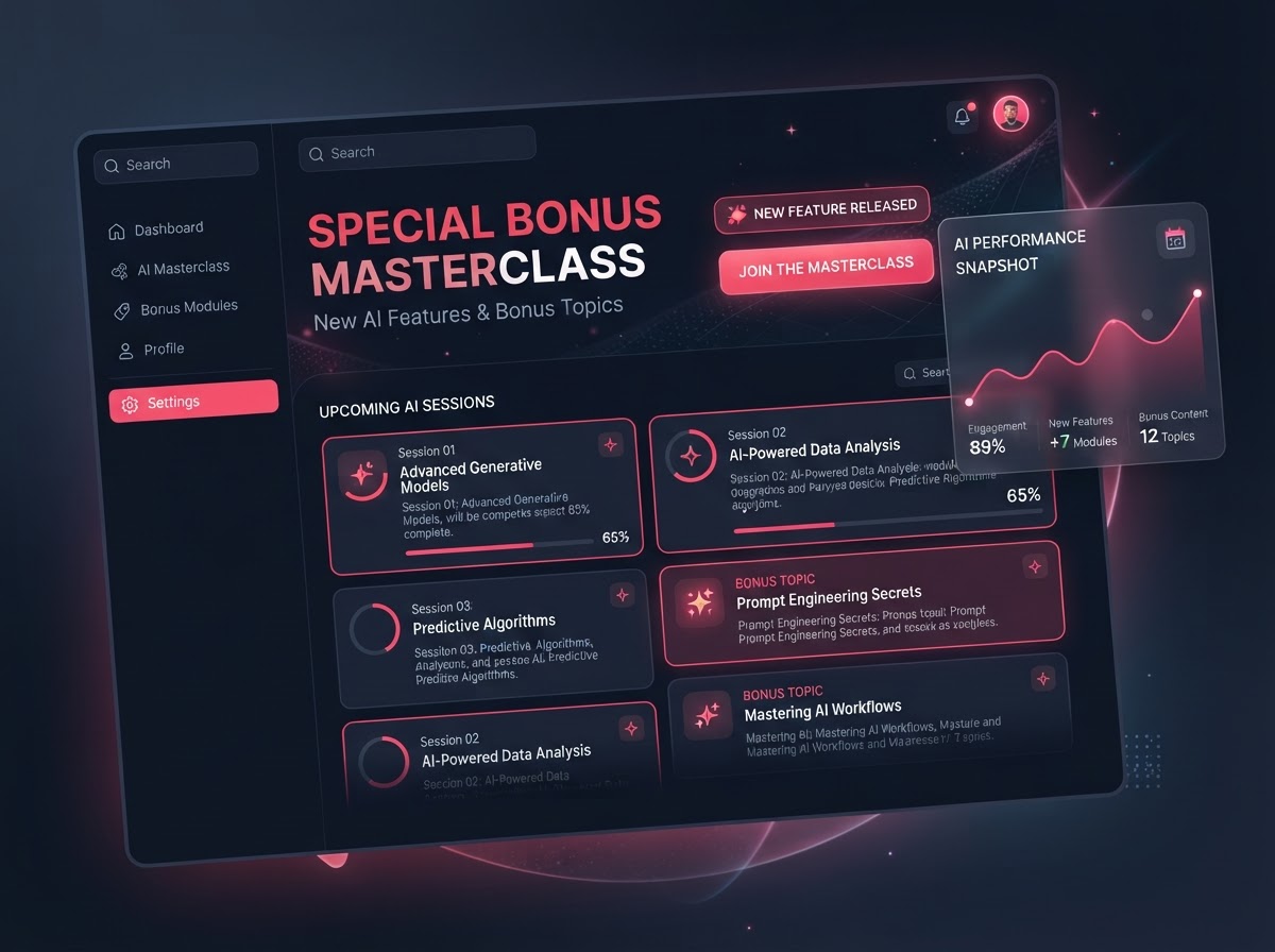 Special bonus masterclass — new AI features and deep dive dashboard