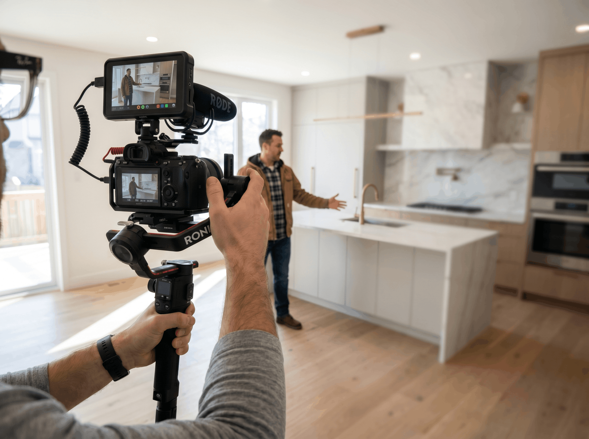 Videographer filming