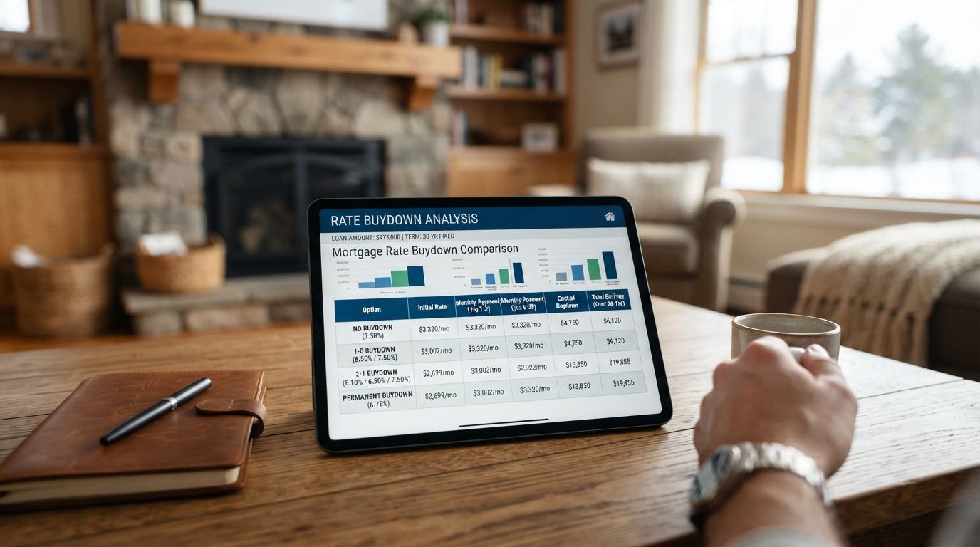 Mortgage rate buydown comparison chart showing savings from a 2-1 buydown