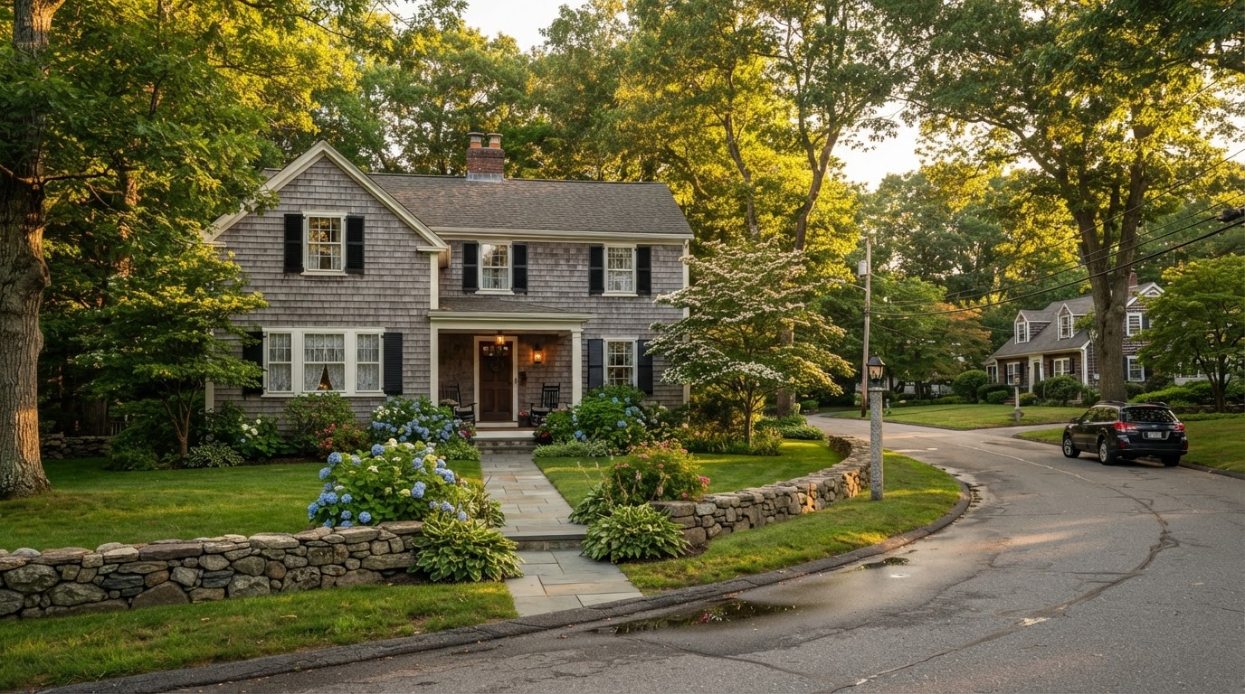 A classic North Shore Massachusetts colonial home on a quiet tree-lined street