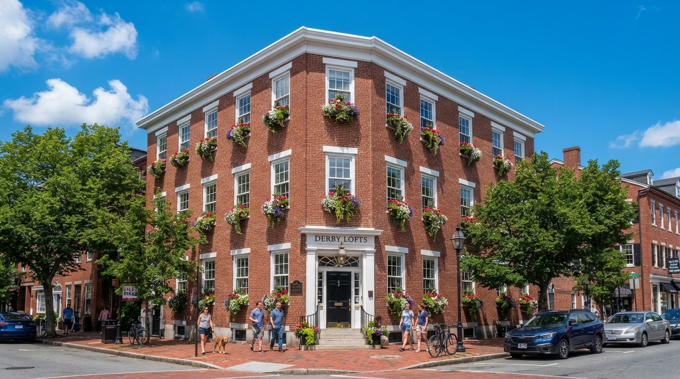 Historic brick condominium building in downtown Salem Massachusetts
