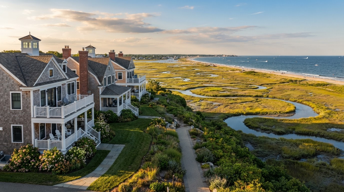 Coastal townhomes and salt marsh views in Salisbury Massachusetts