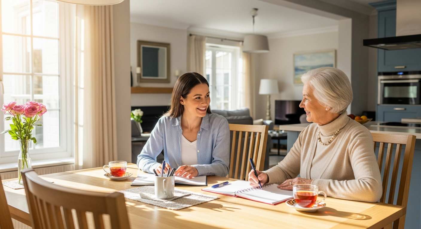 Family having a calm planning conversation