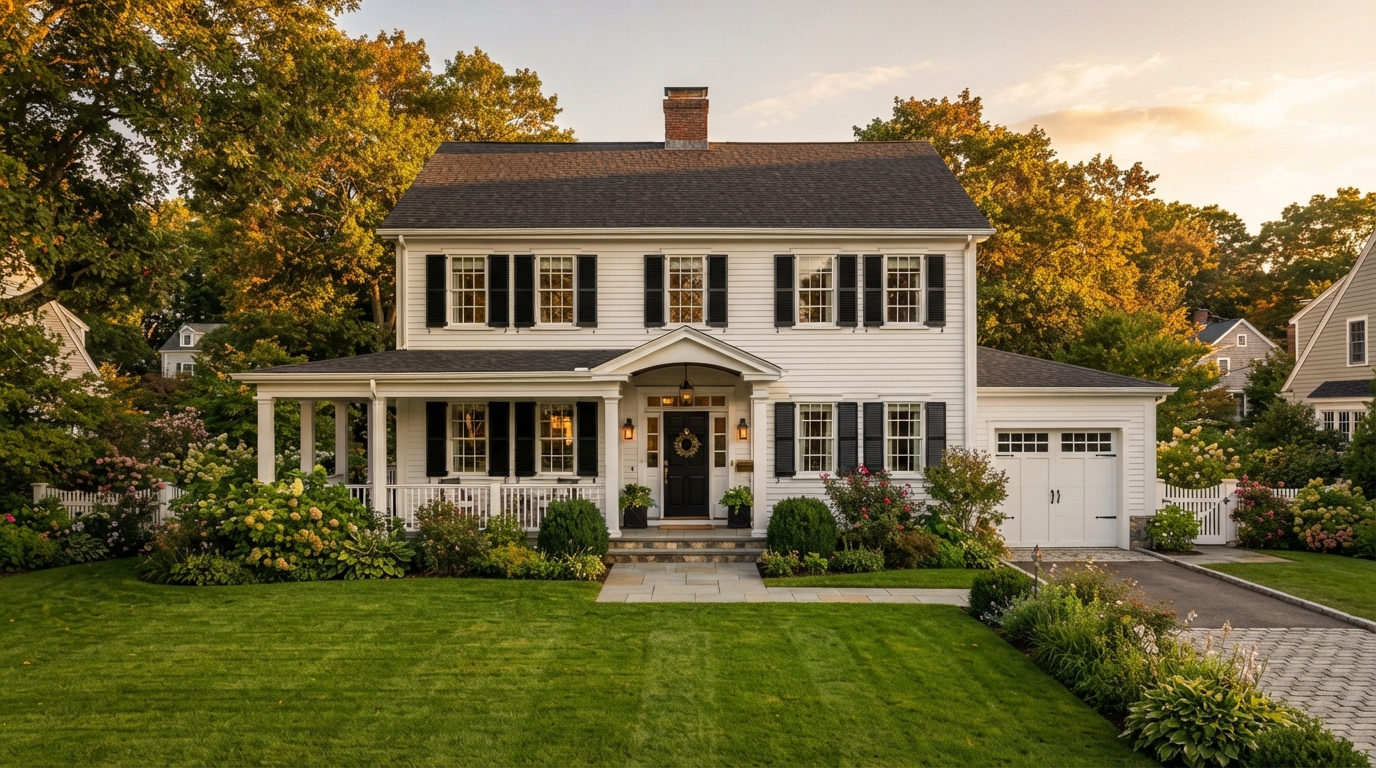 Classic New England colonial home in Massachusetts
