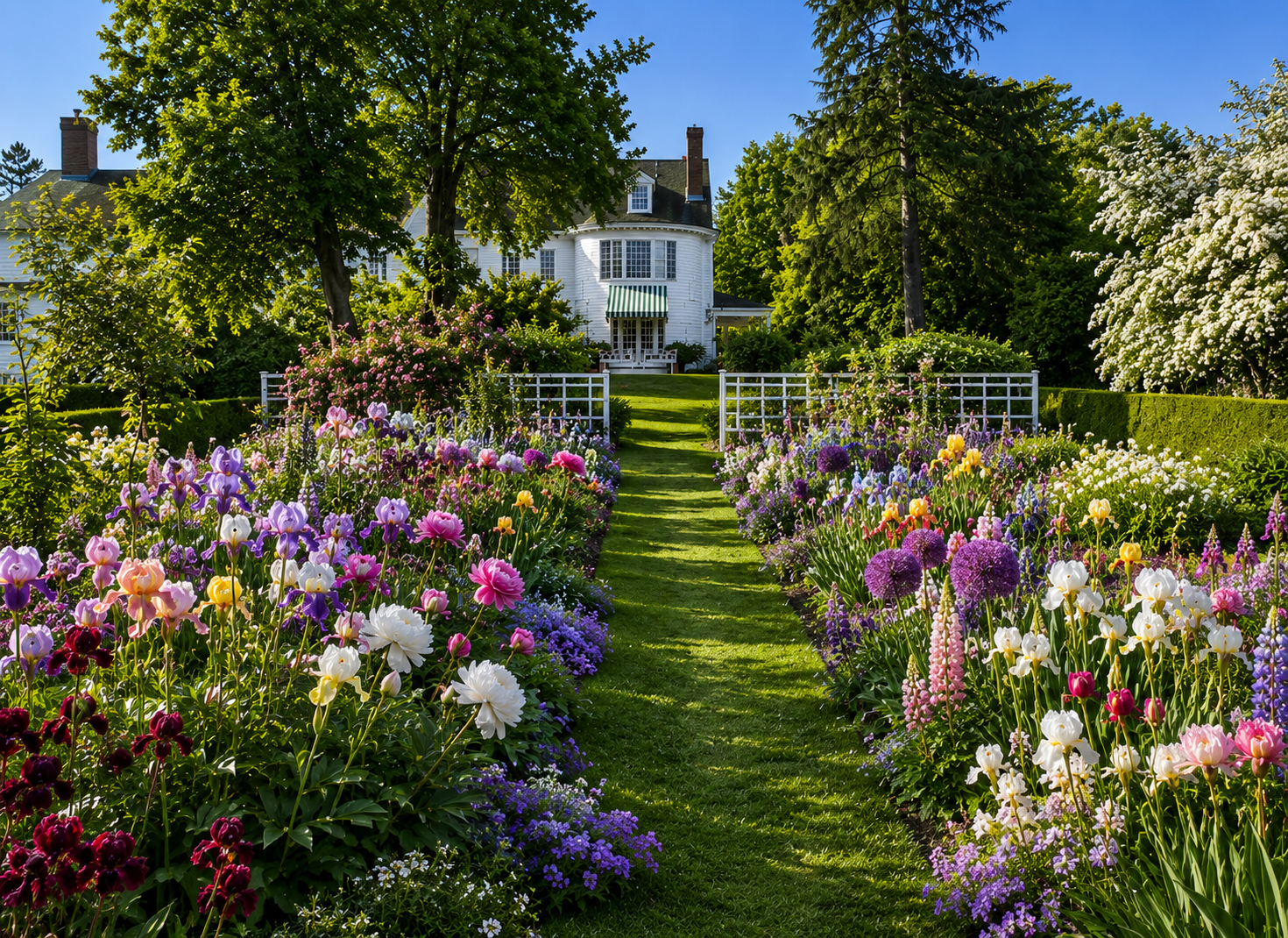 Vibrant blooming gardens at Stevens-Coolidge House