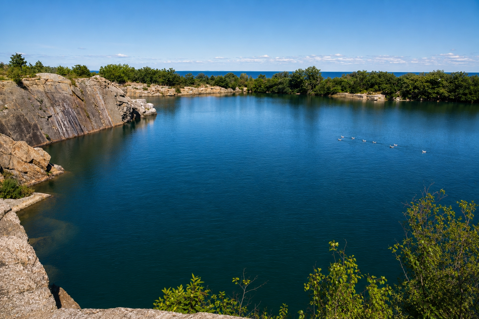 Halibut Point State Park granite quarry and ocean view in Rockport MA