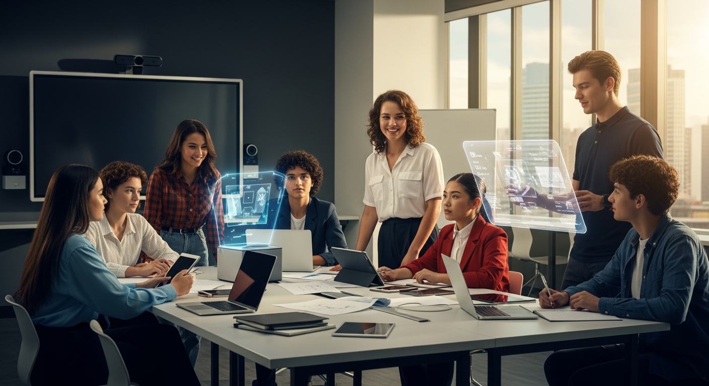 Young professionals in a modern school setting