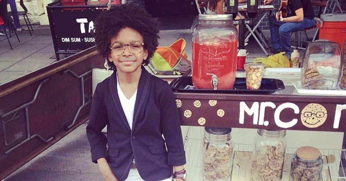 Cory at his cookie stand
