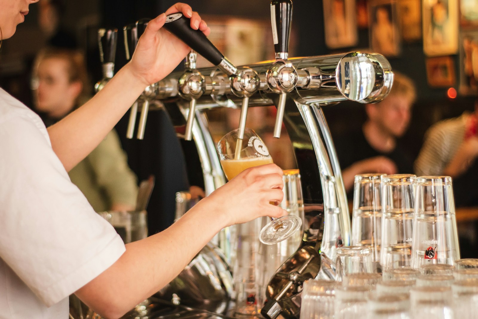 Craft beer glasses at Island Brewing Company in Carpinteria