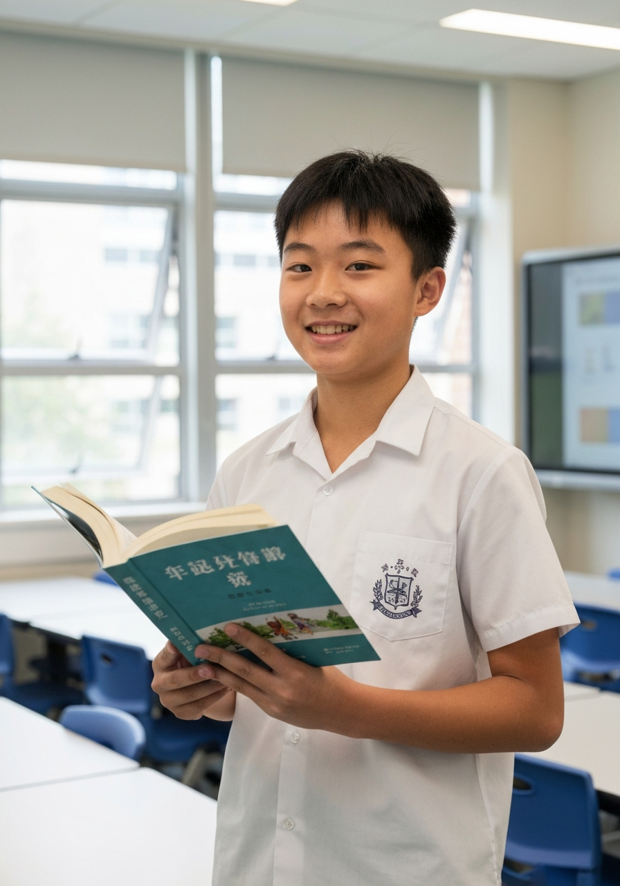 Secondary student smiling