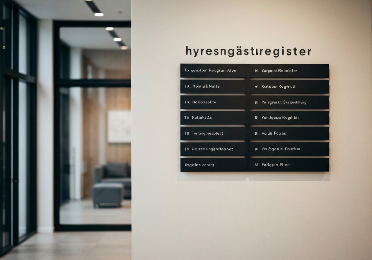 Stilrent hyresgästregister på vägg