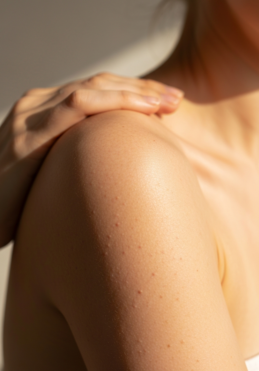 Soft, moisturised skin on a shoulder