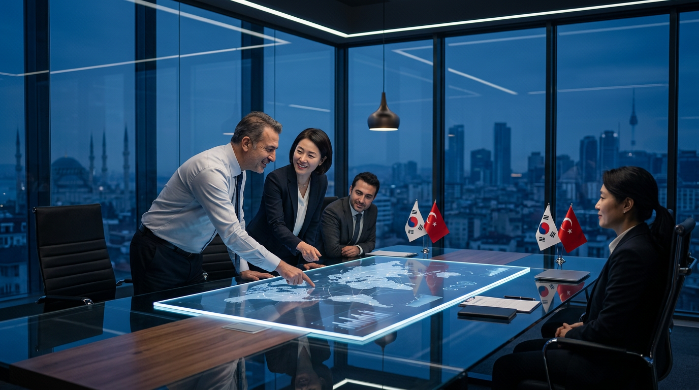 Business meeting room background representing the mission of the Turkish Chamber of Commerce in Korea