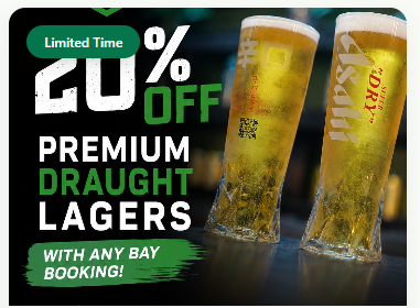 20% Off Premium Draught Lagers