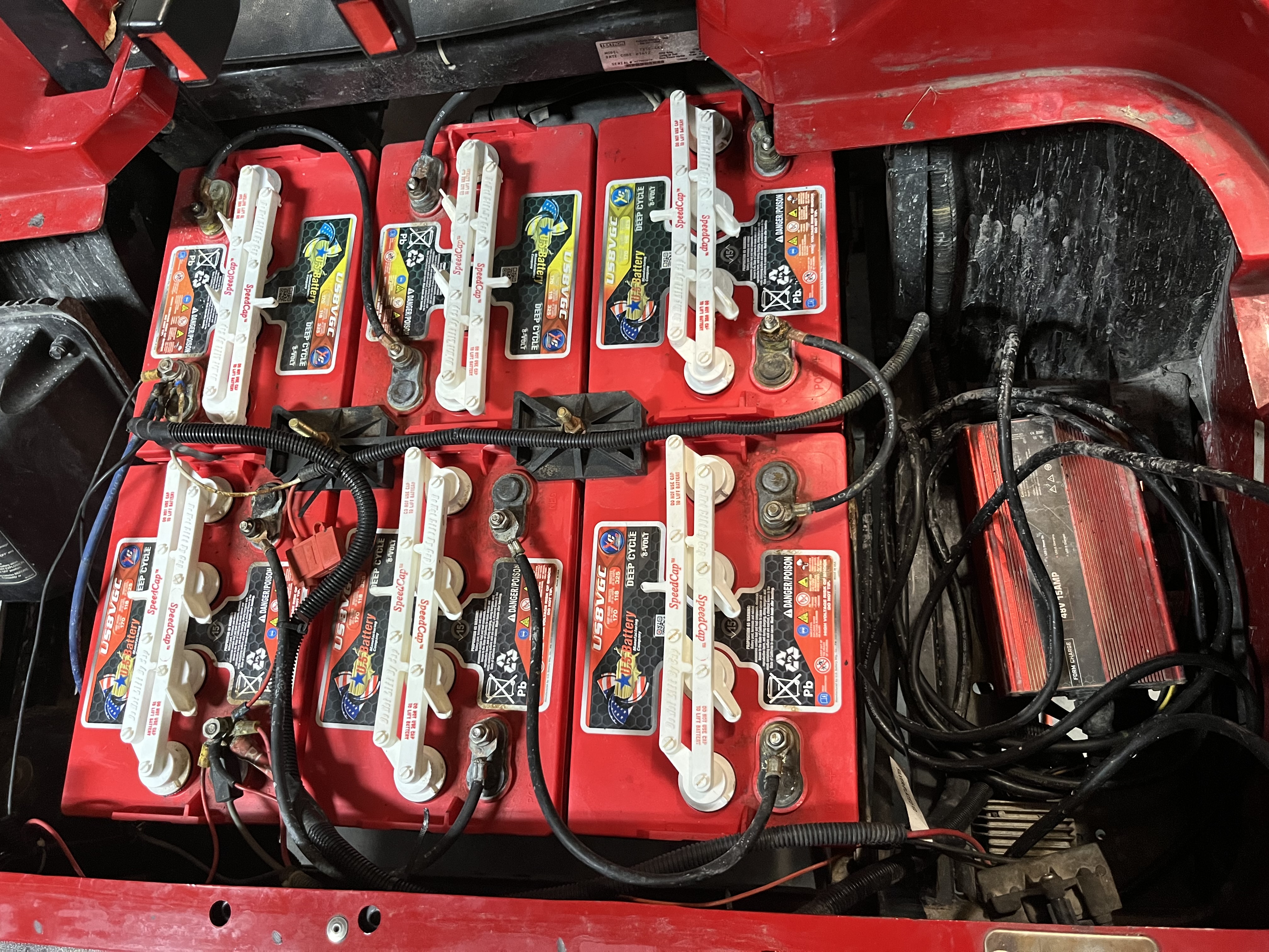 Golf cart lead acid battery pack before lithium conversion