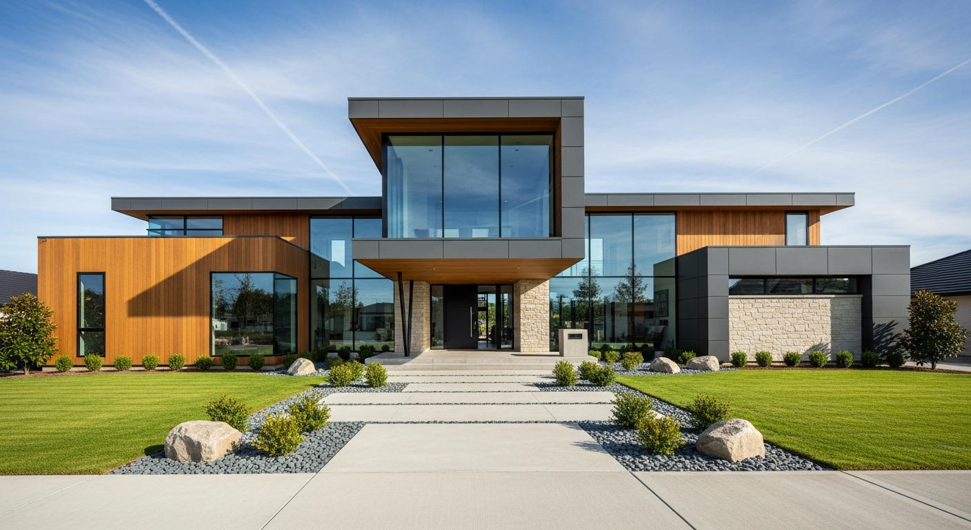 Modern home exterior showing high quality construction
