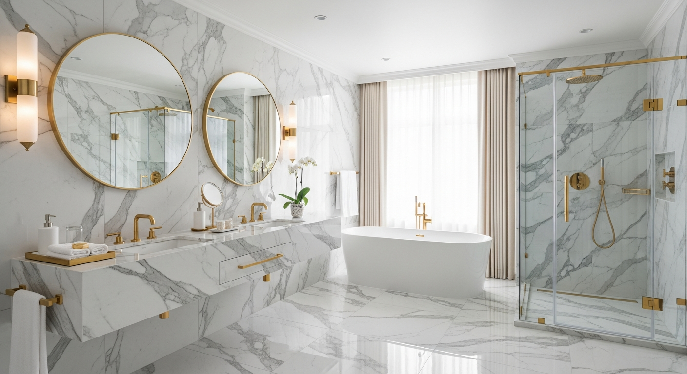Luxury bathroom tile installation