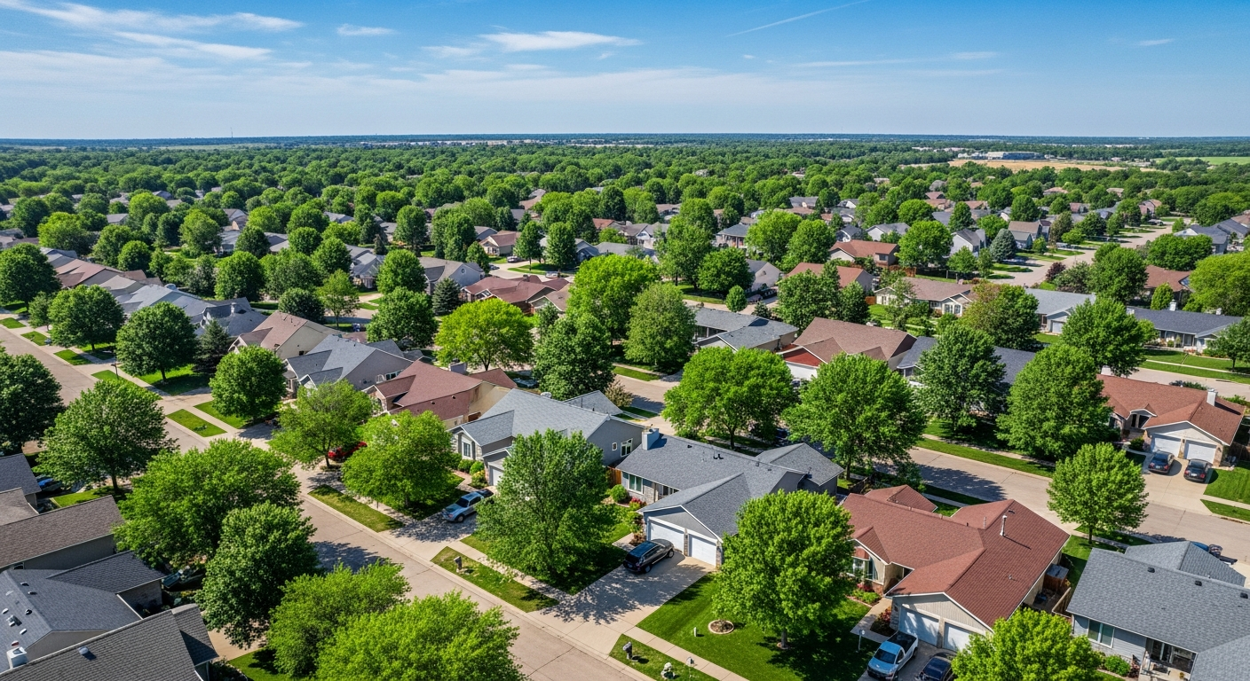 Aerial view of Greater Omaha Metro neighborhood
