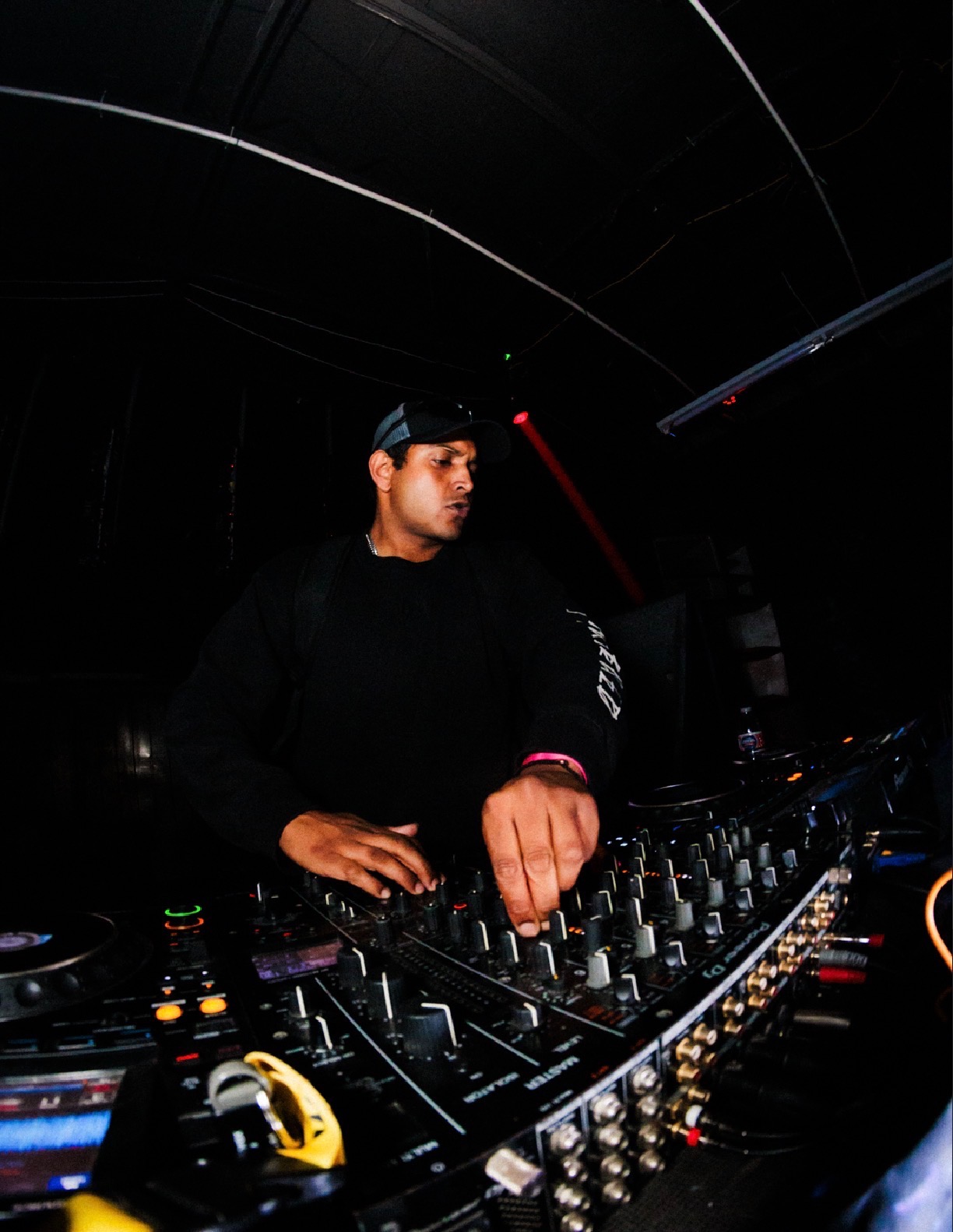Ghandi performing a live house and techno DJ set in Southern California