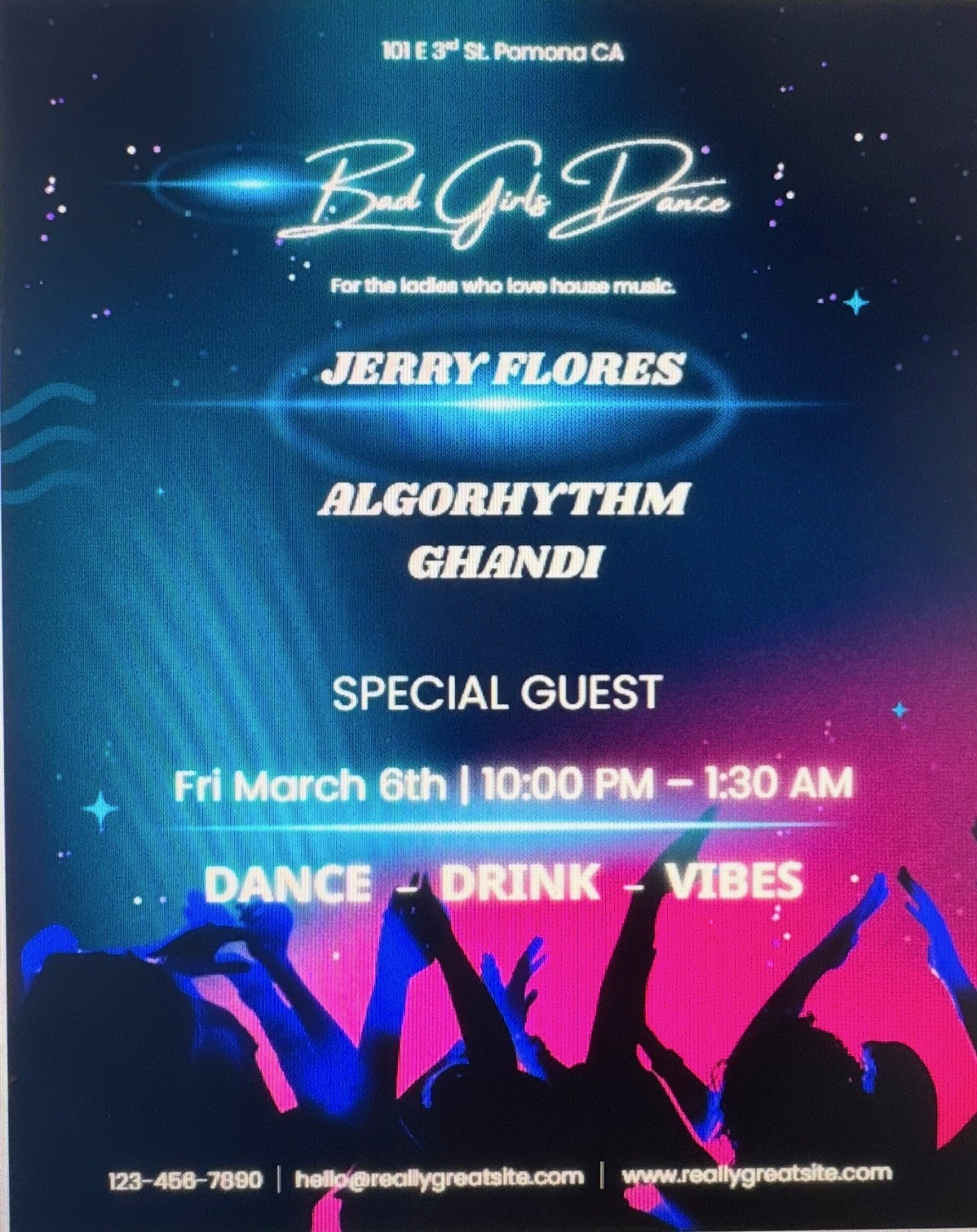 Bad Girls Dance at Pomona featuring Ghandi - Past Event Flyer