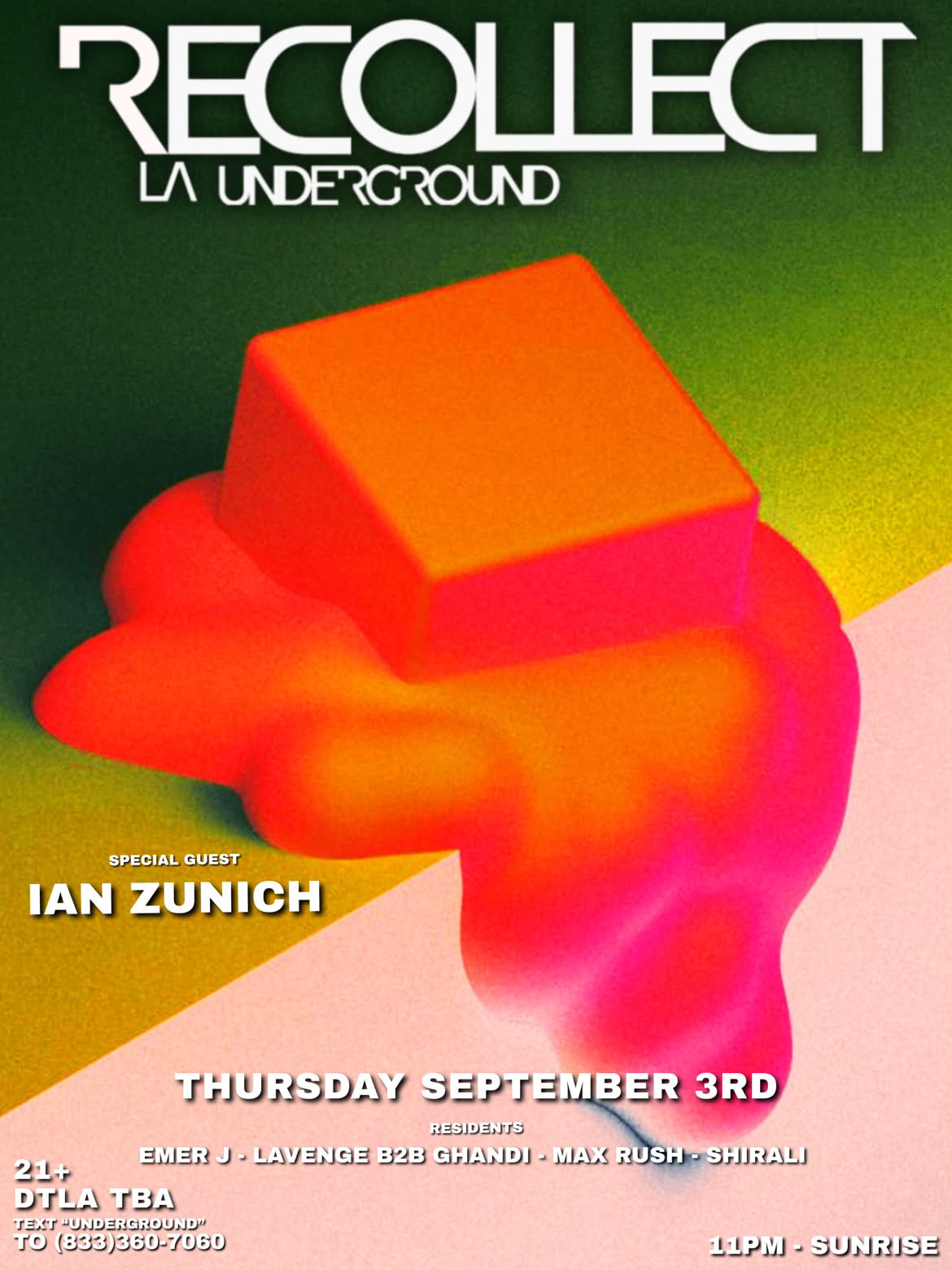 Recollect LA Underground - Sept 3rd - Past Event Flyer