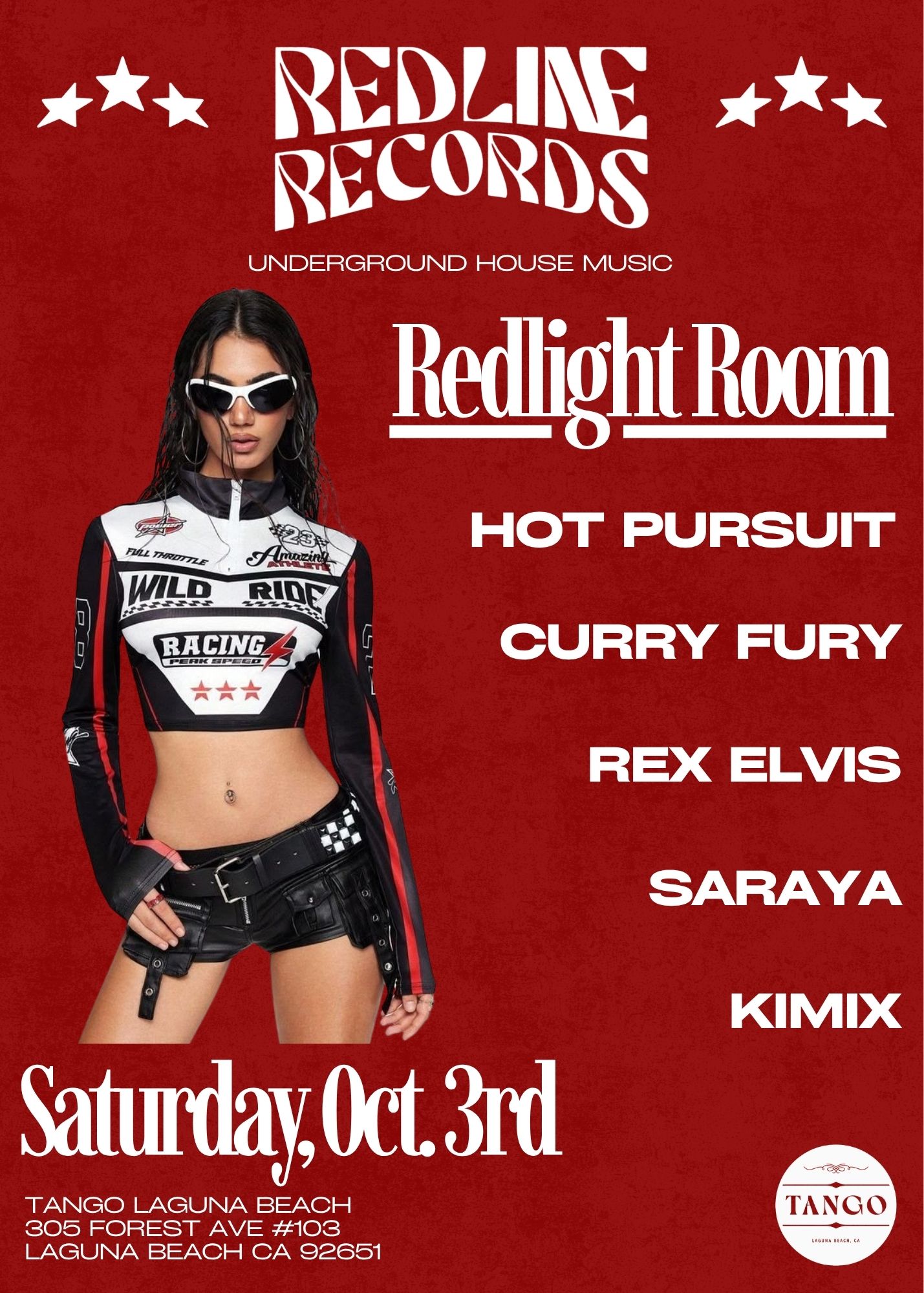 Redlight Room - Redline Records at Tango Laguna Beach - Oct 3rd - Past Event Flyer