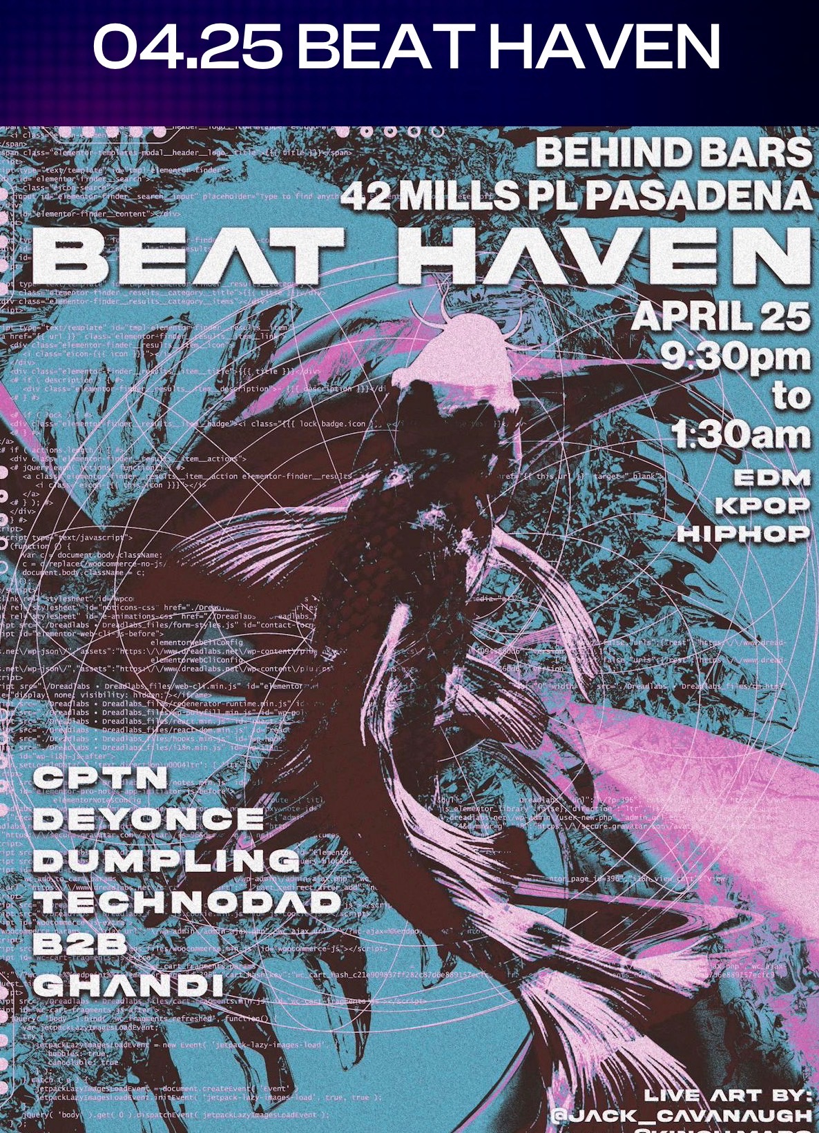 Ghandi performing live - Past warehouse event flyer