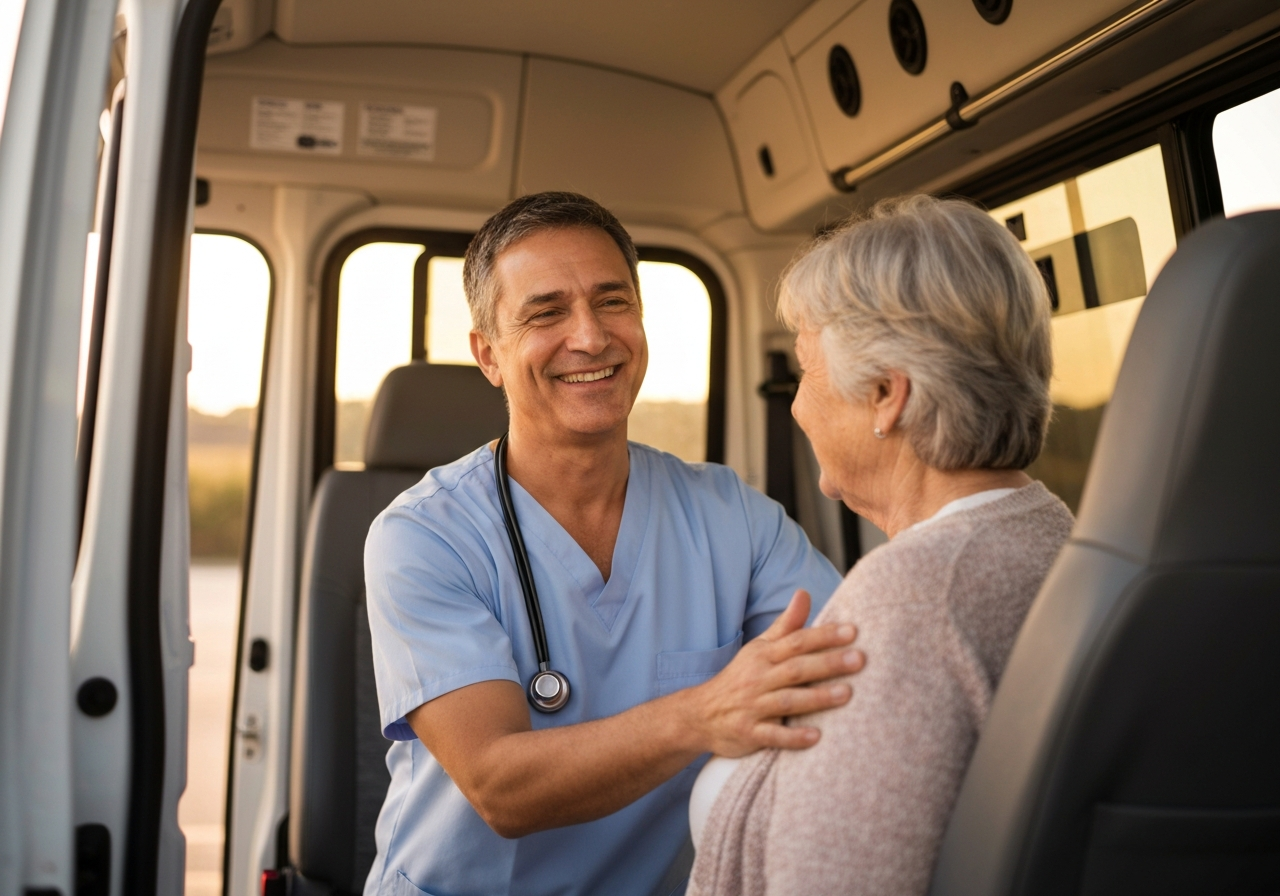 Caregiver helping senior