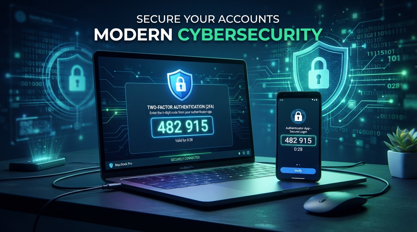 Security enhanced by Two Factor Authentication with a phone and laptop