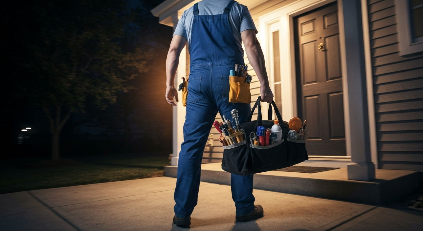 Plumber responding to emergency