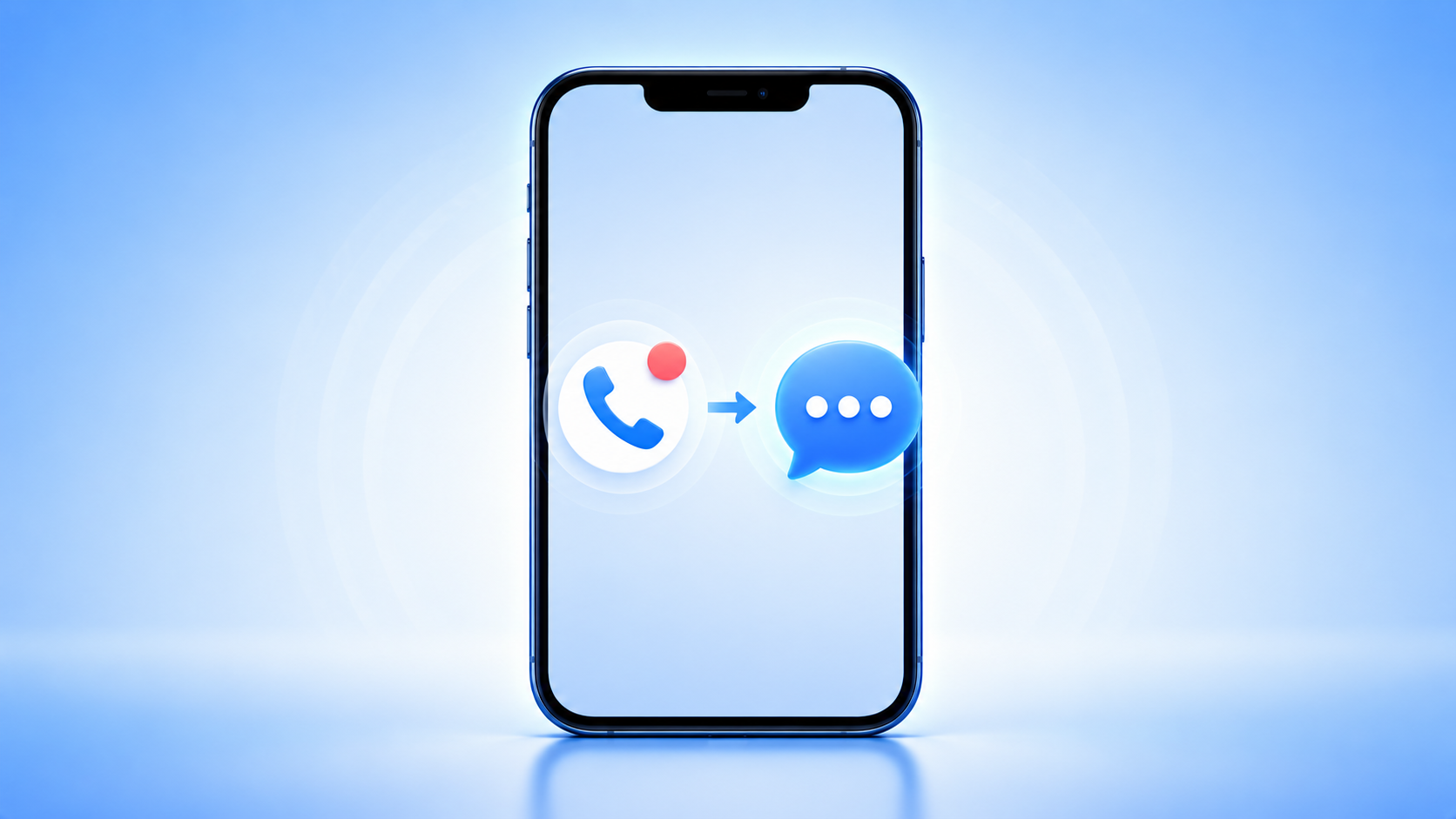 HVAC tech on a rooftop unit while a phone on the truck dashboard auto-sends a friendly text reply to a missed caller