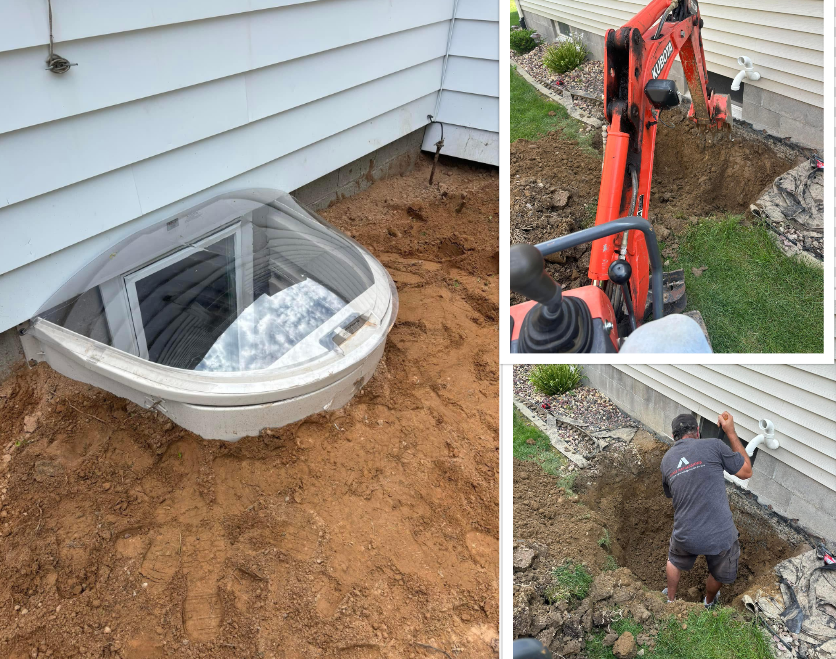 Egress window installation in Rochester NY basement — professionally installed by Chase Impressions