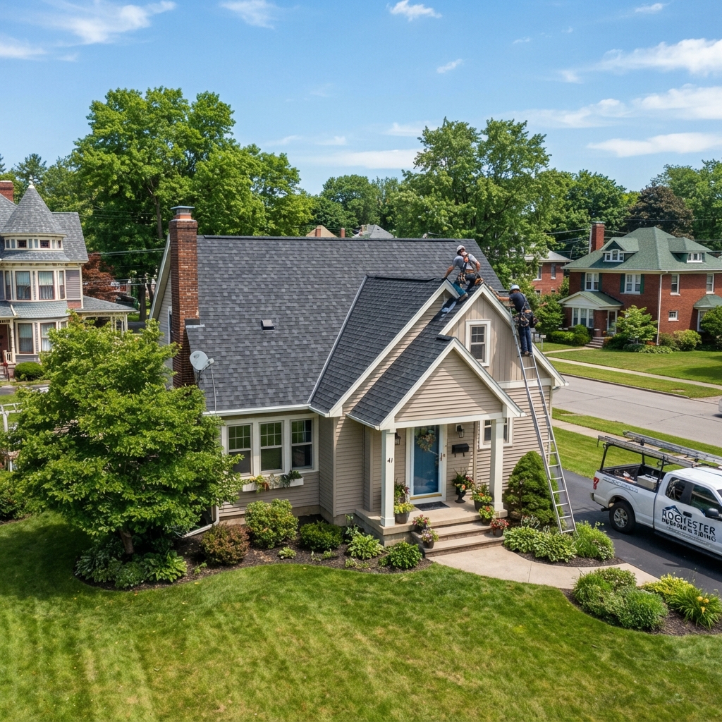 Roof replacement project in Rochester NY by Chase Impressions