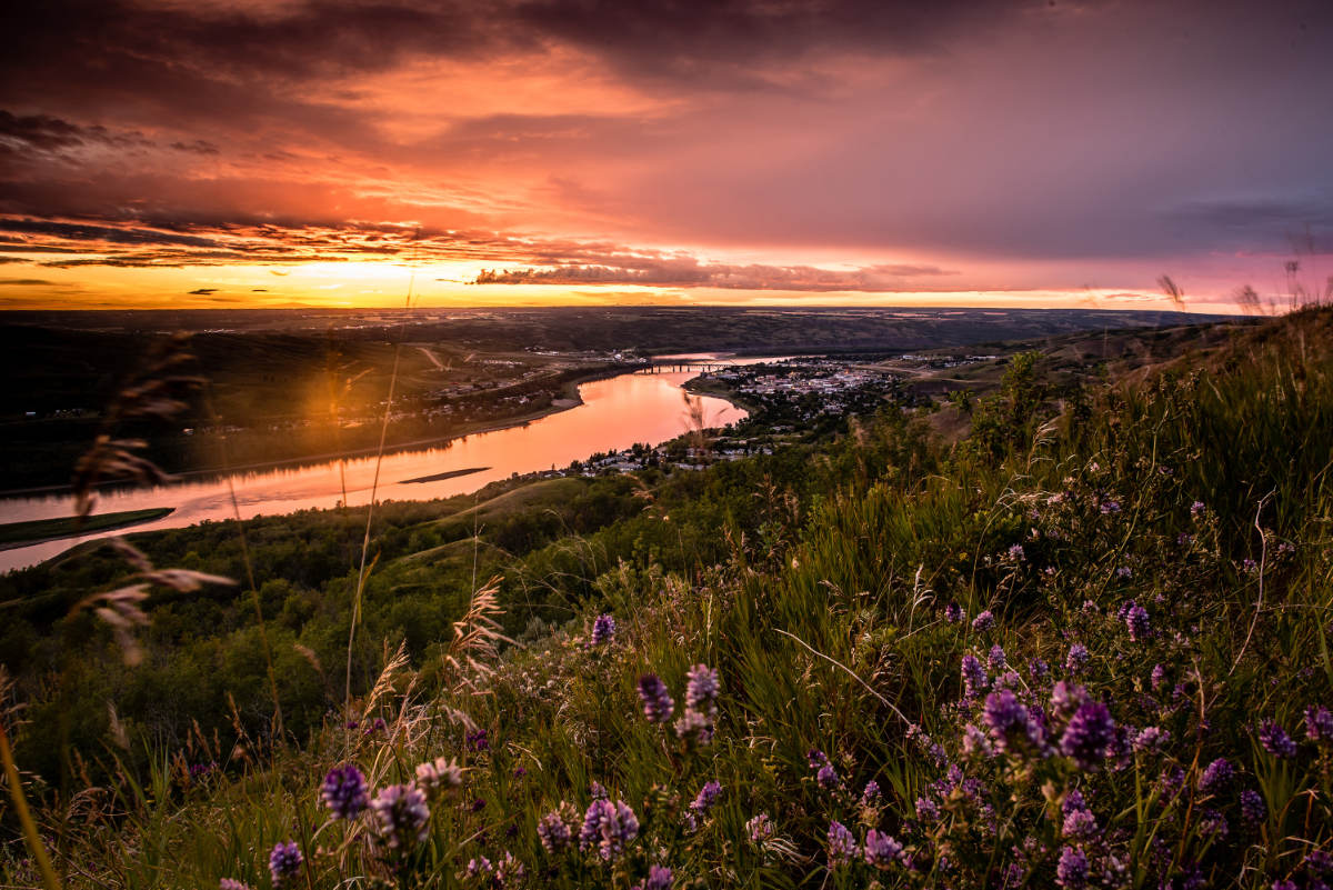 Sunset over the Peace River valley in Northern Alberta