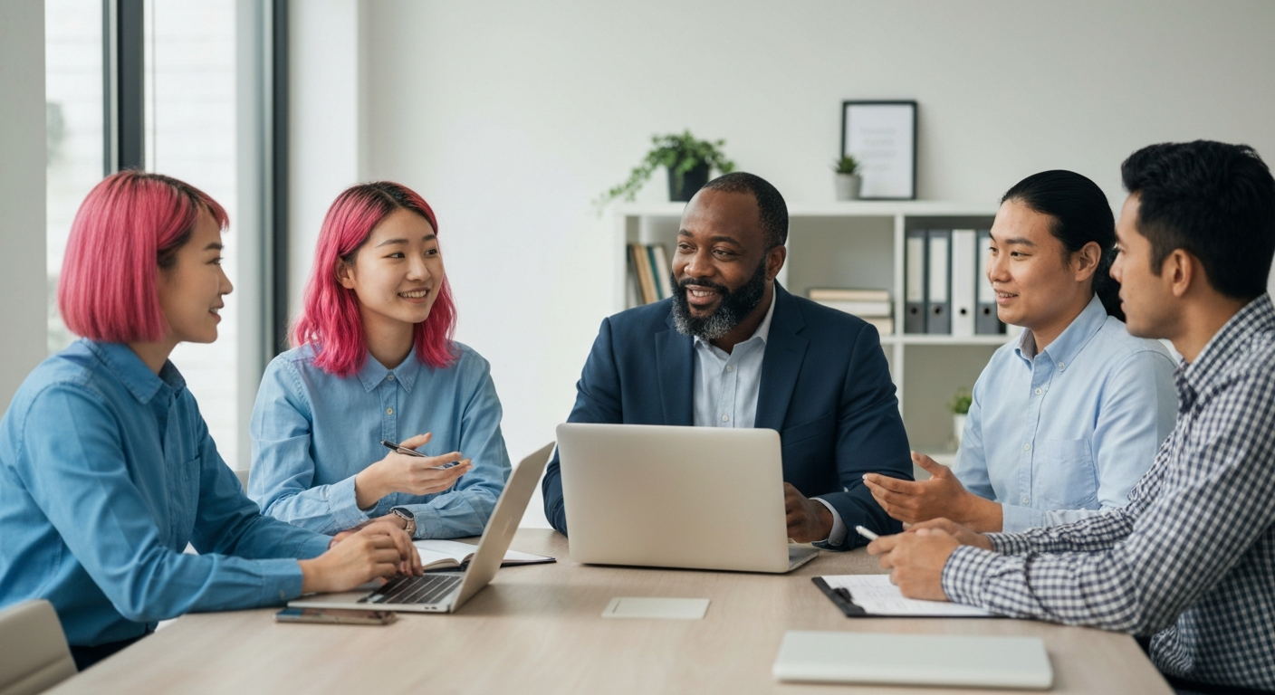 Contractors and business owners networking around a conference table