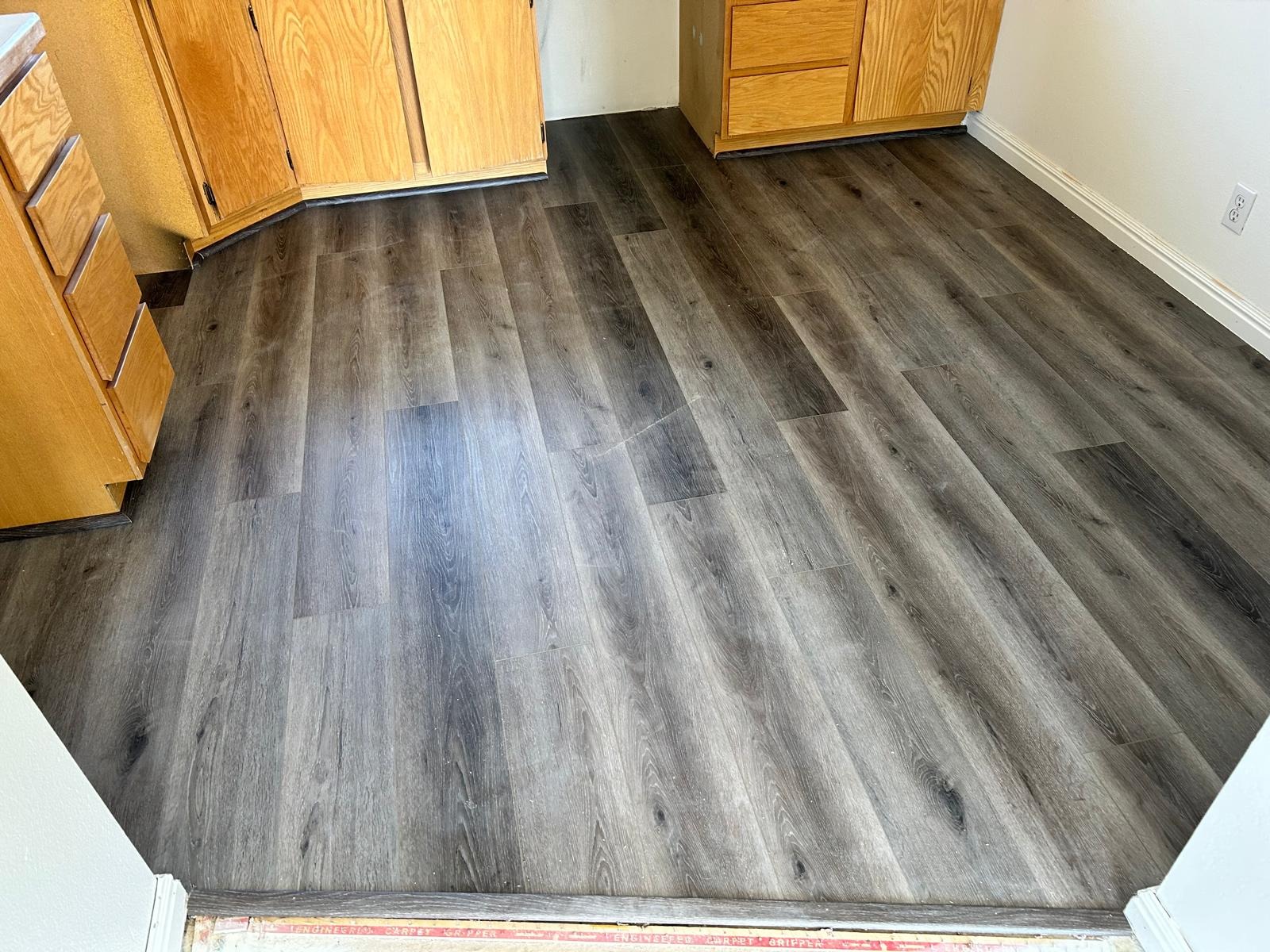 Grey Wood Grain LVP Kitchen Floor