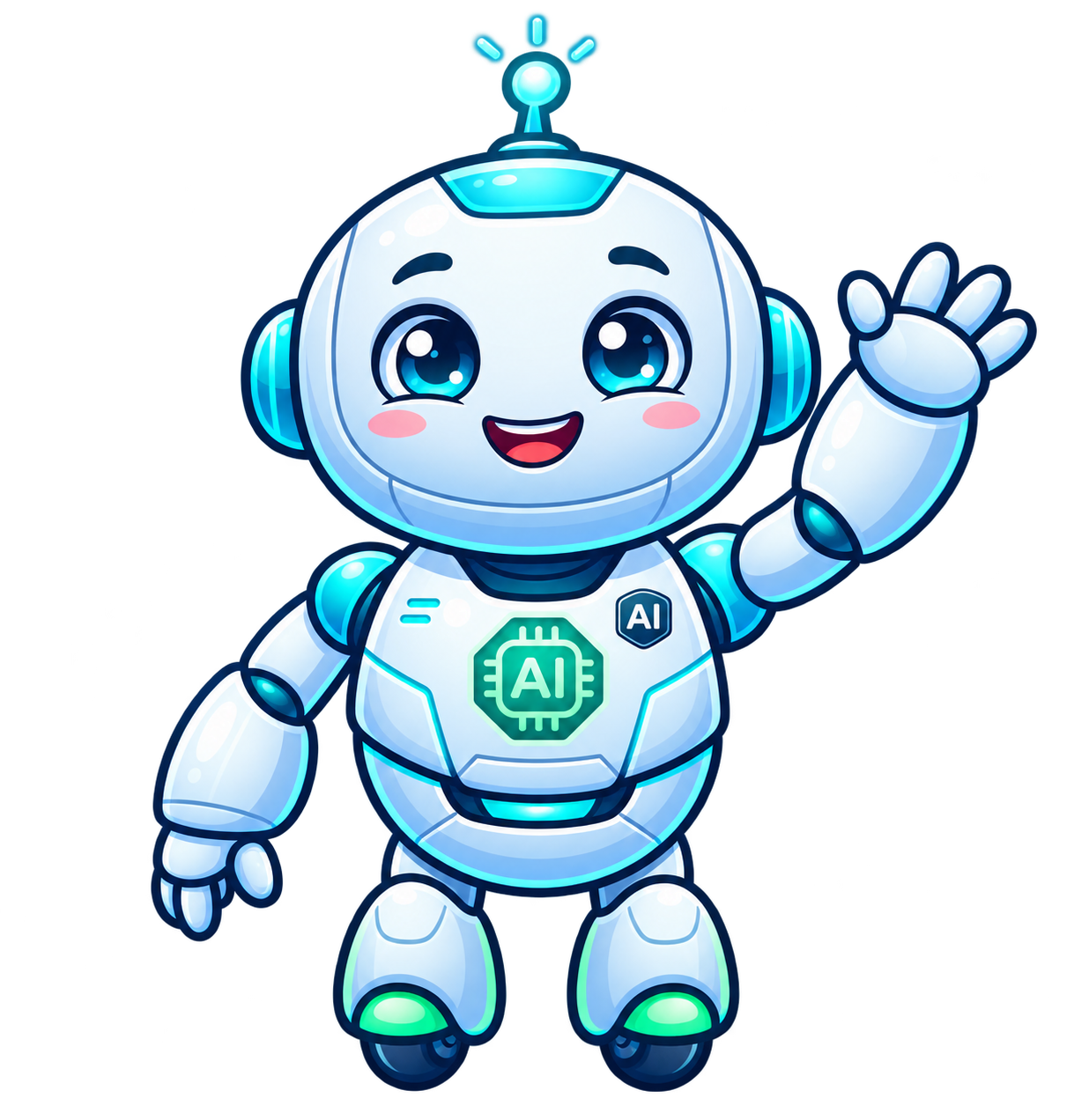 Friendly AI robot mascot waving, representing Gorilla AI Solutions' automated employee advantage