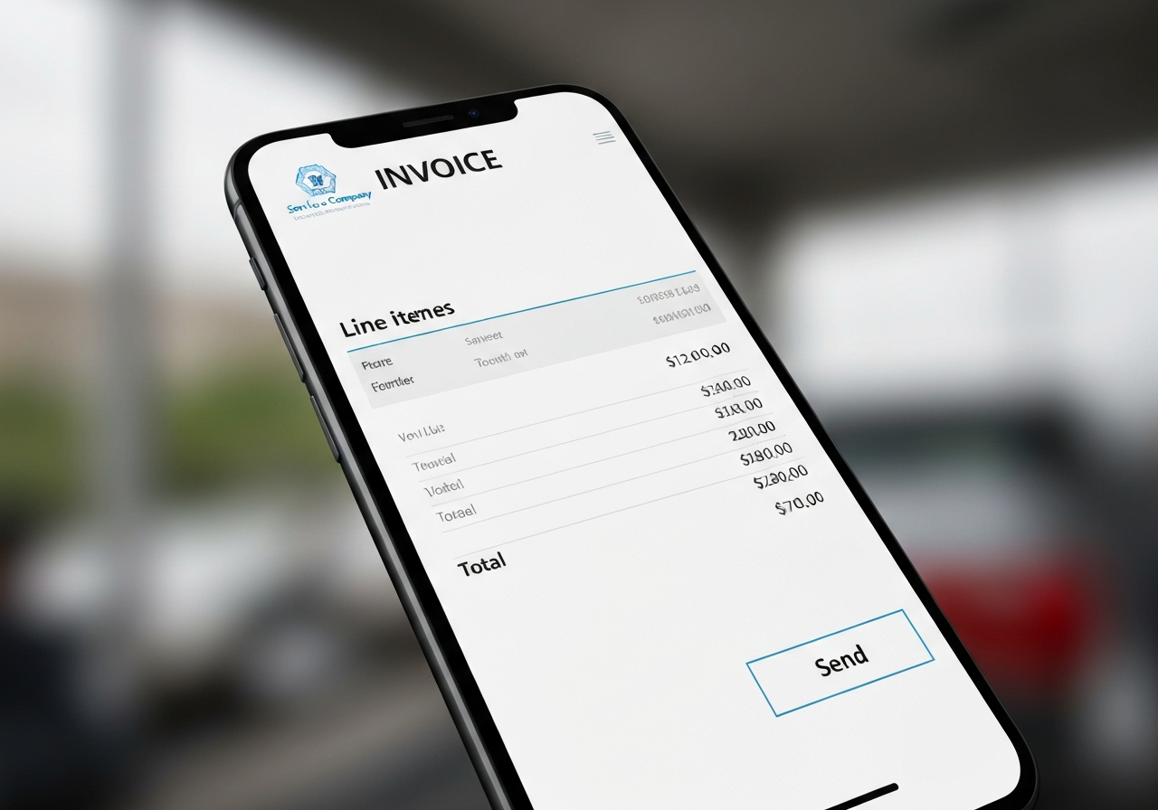 Digital invoice on smartphone