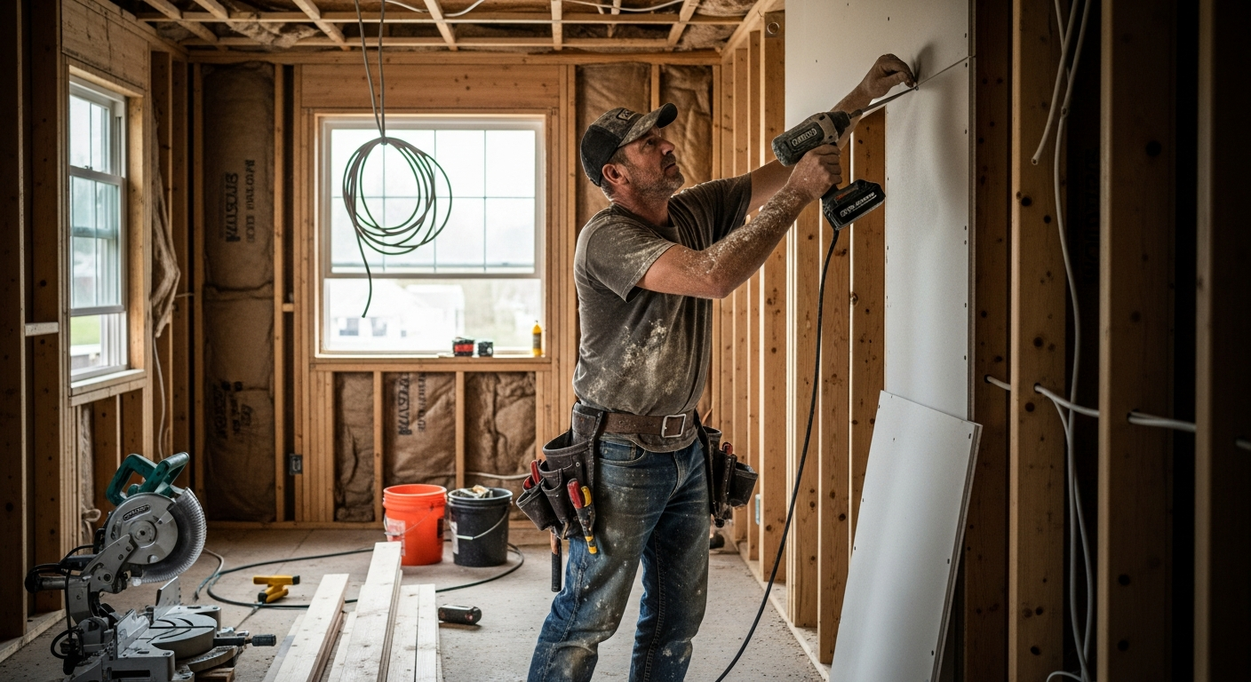 Professional remodeling contractor working on a residential home renovation