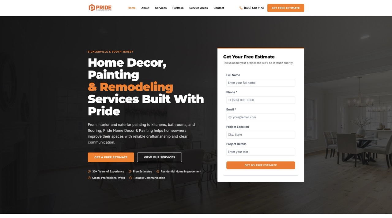 Home Remodeling Website Mockup