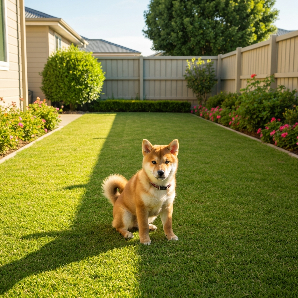 Cute dog enjoying a clean backyard